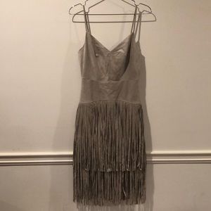 NWT BCBG Vegan Suede Fringe Dress